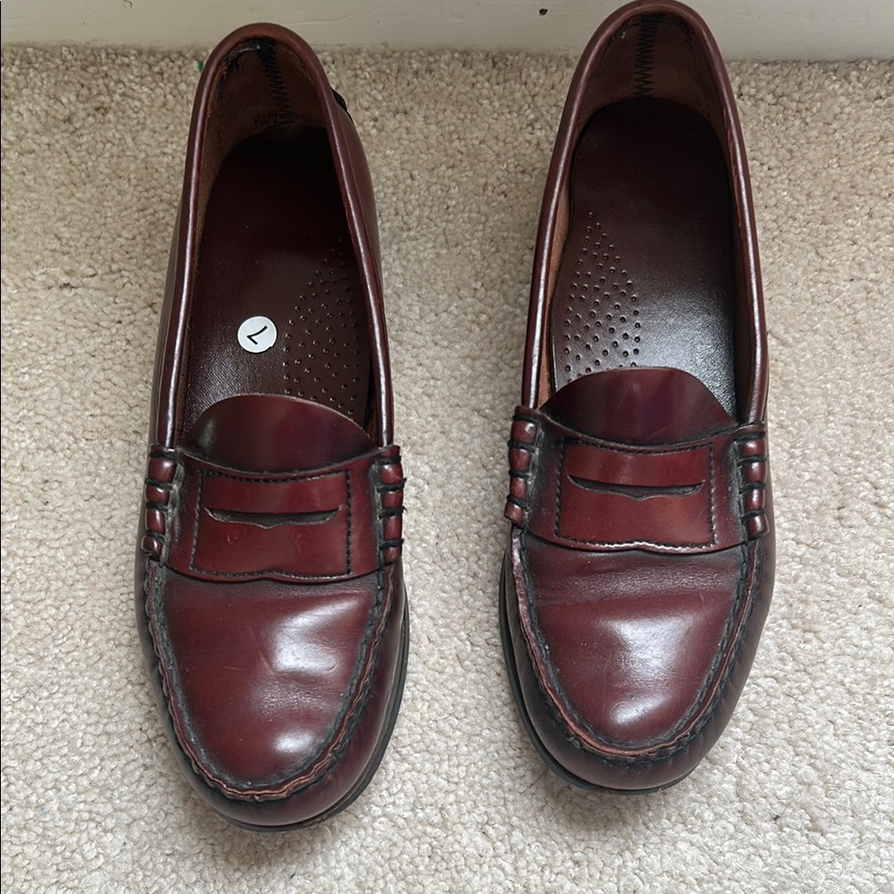 Dexter Burgundy Classic Preppy Penny Loafers Flats Sz 7